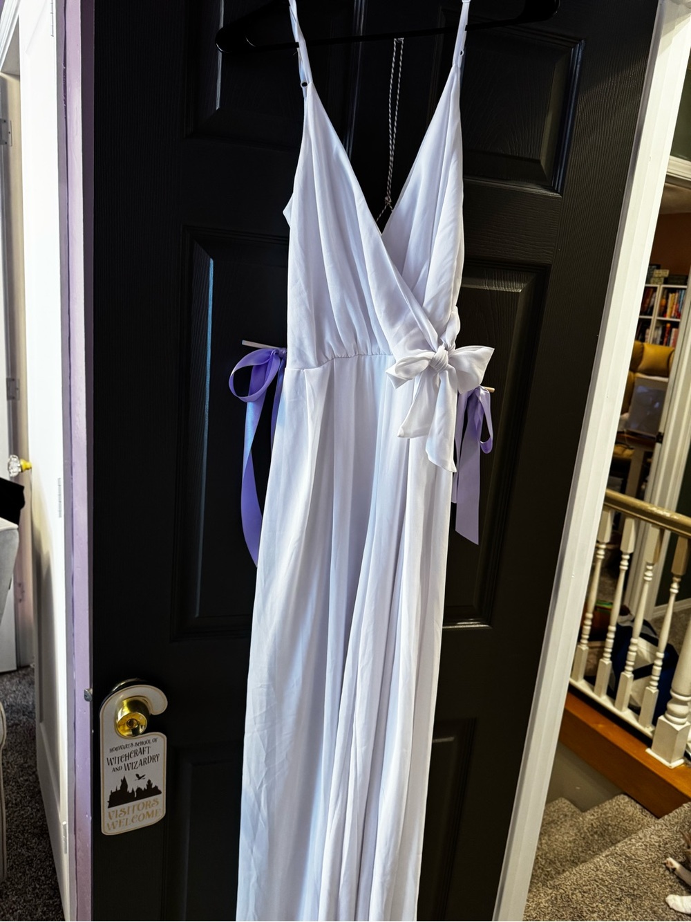 Lulu's White Satin Wrap Chemise with Lilac Side Ties